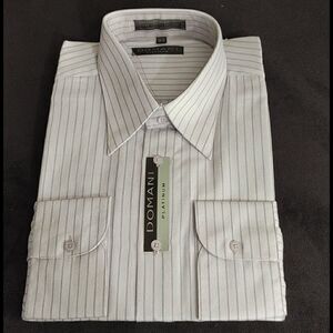 MEN'S DOMANI. GRAY AND CHARCOAL STRIPE DRESS SHIRT